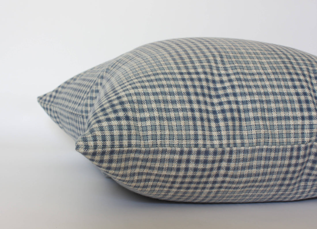 Olin Blue Gingham Lumbar Throw Pillow