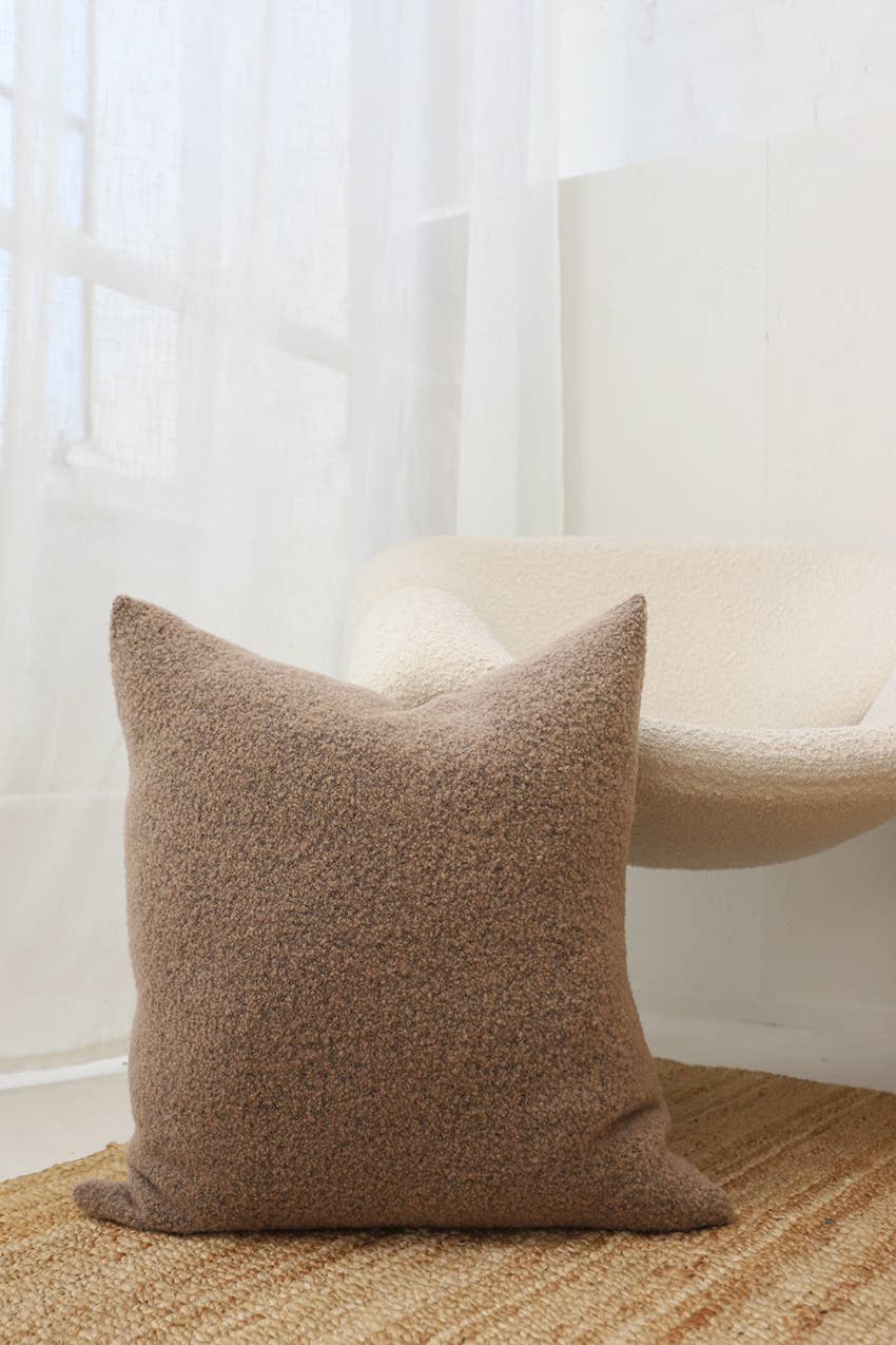 Baldwin Wool Pillow - Brown Boucle