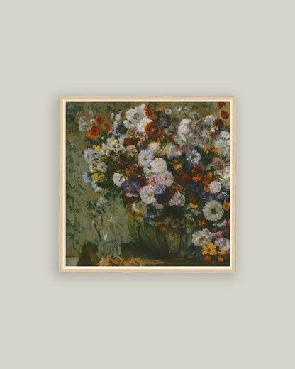 Bright Bouquet Framed Antique Art: 8x8