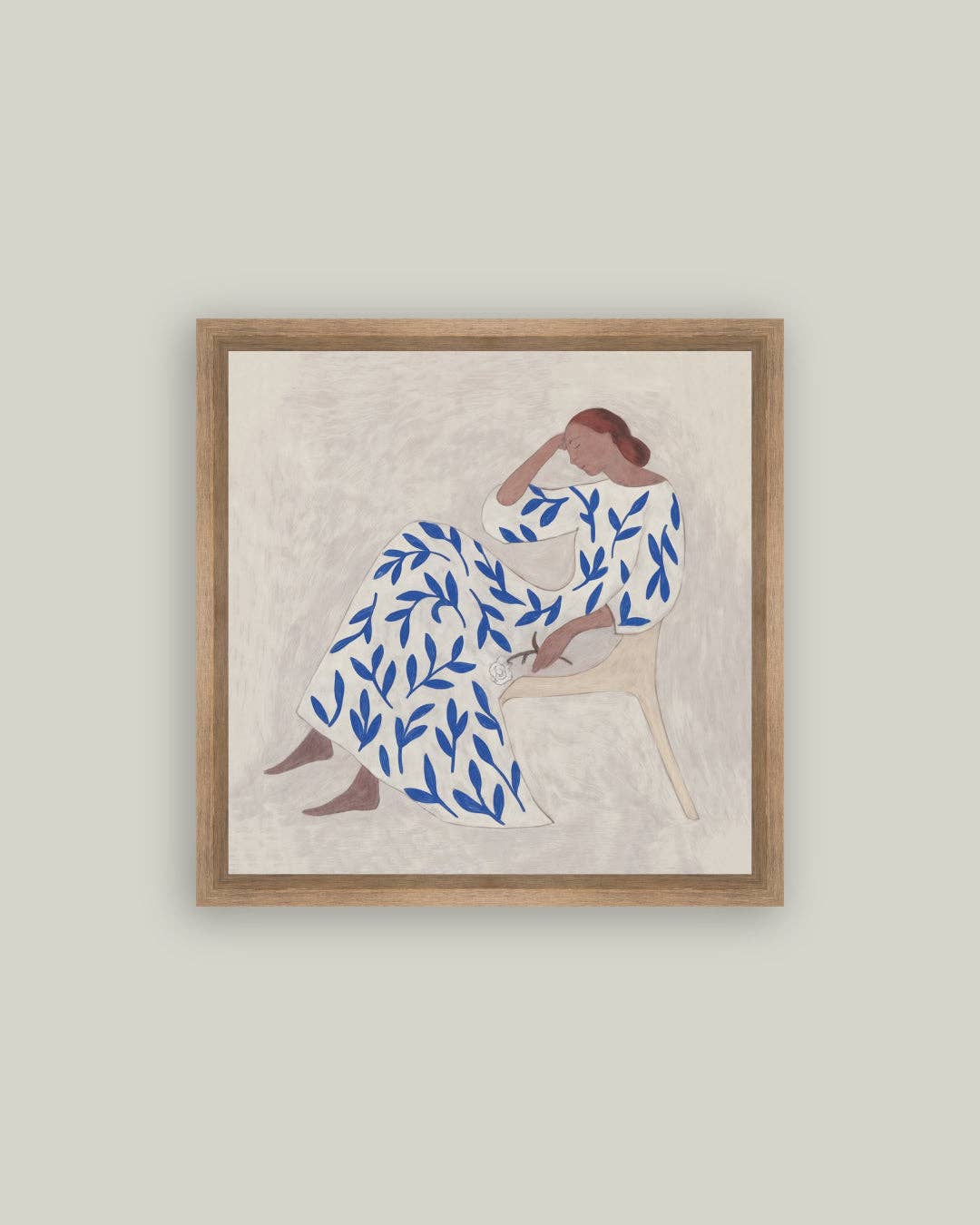 Thoughtful Woman in Blue: 8X8
