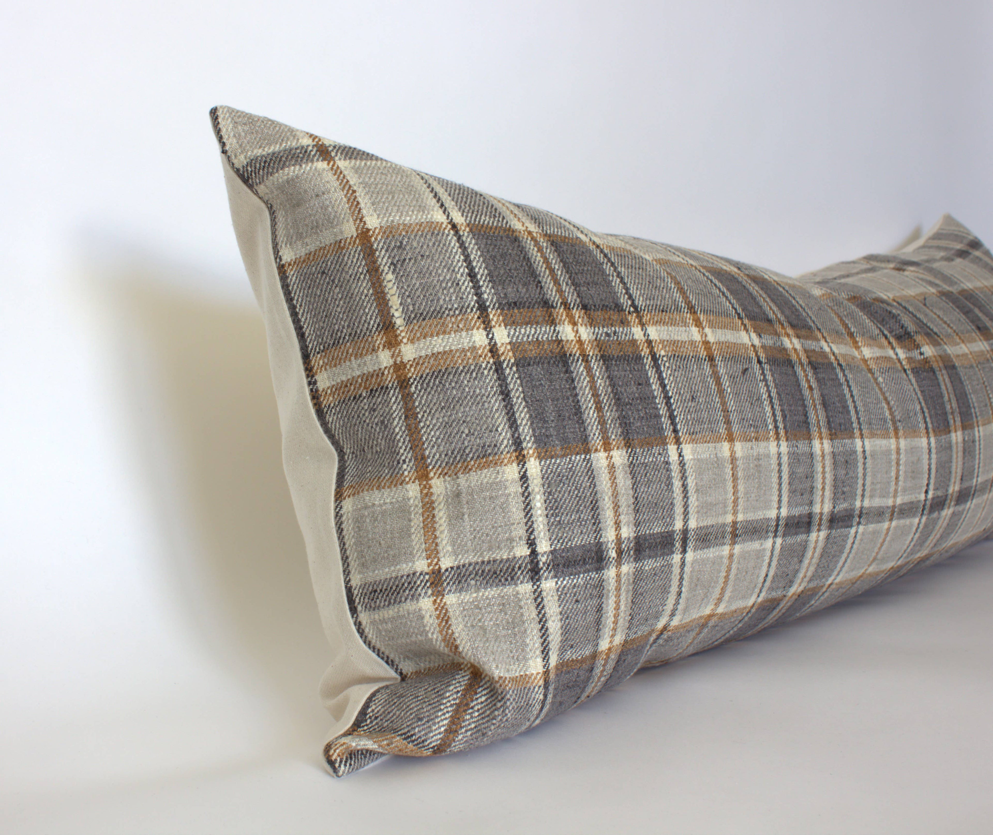 Nolan Brown Plaid Throw Pillow