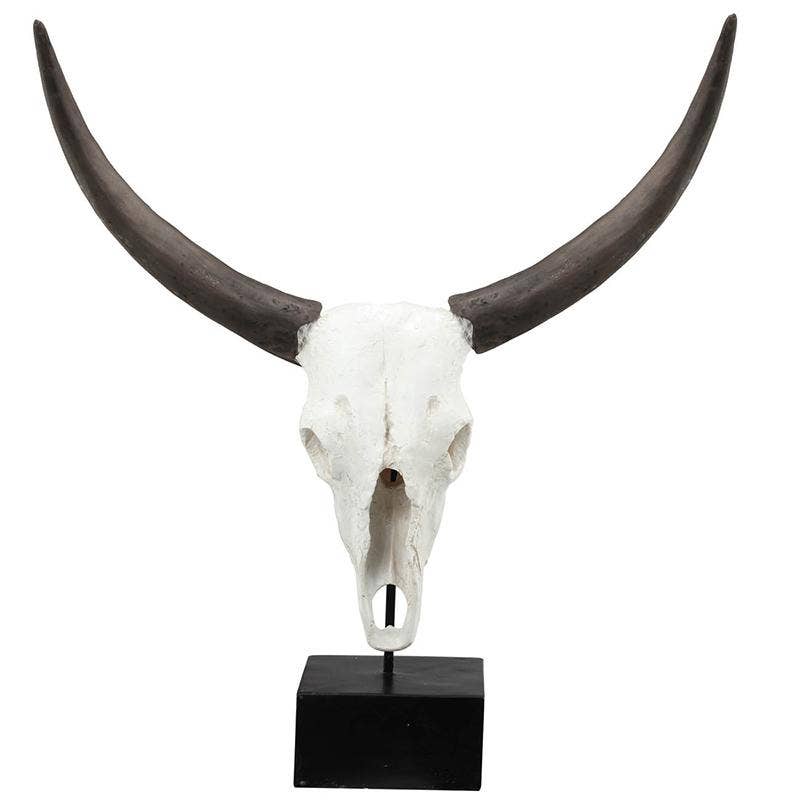 Resin Cow Skull Table Décor on Stand