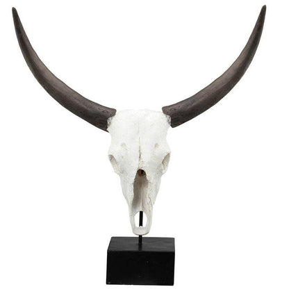 Resin Cow Skull Table Décor on Stand