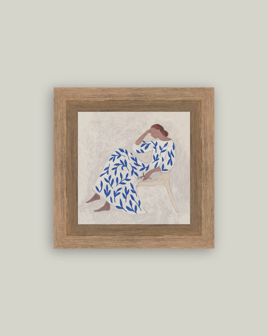 Thoughtful Woman in Blue: 8X8