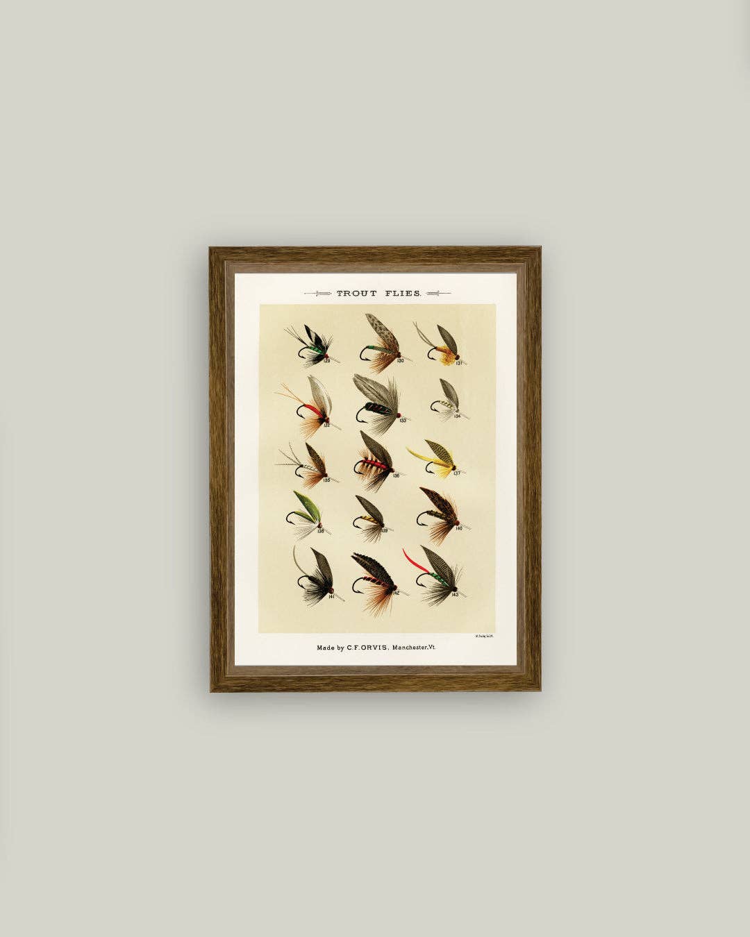 Trout Flies Framed Antique Art