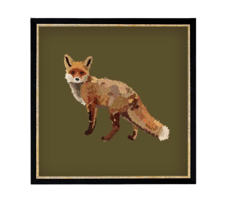 Fox Closeup Framed Antique Art