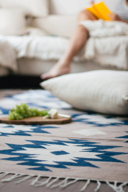 Blue Medallions Wool Area Rug