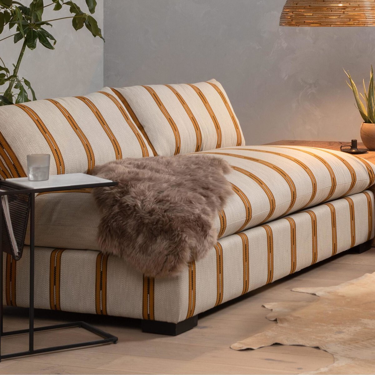 Taupe Lalo Lambskin Throw