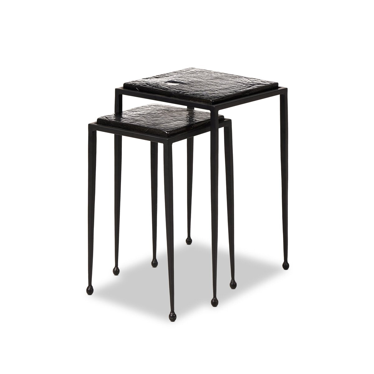 Dalston Cast Glass Nesting Tables Smoked Black