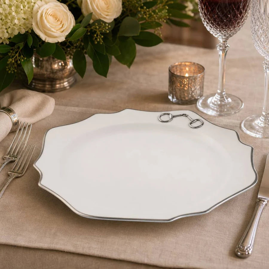 Pewter Bit Bone Scallop Charger