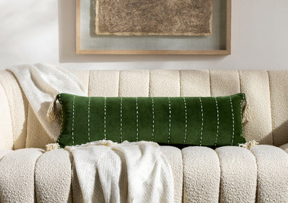 Velvet Kantha Lumbar Pillow