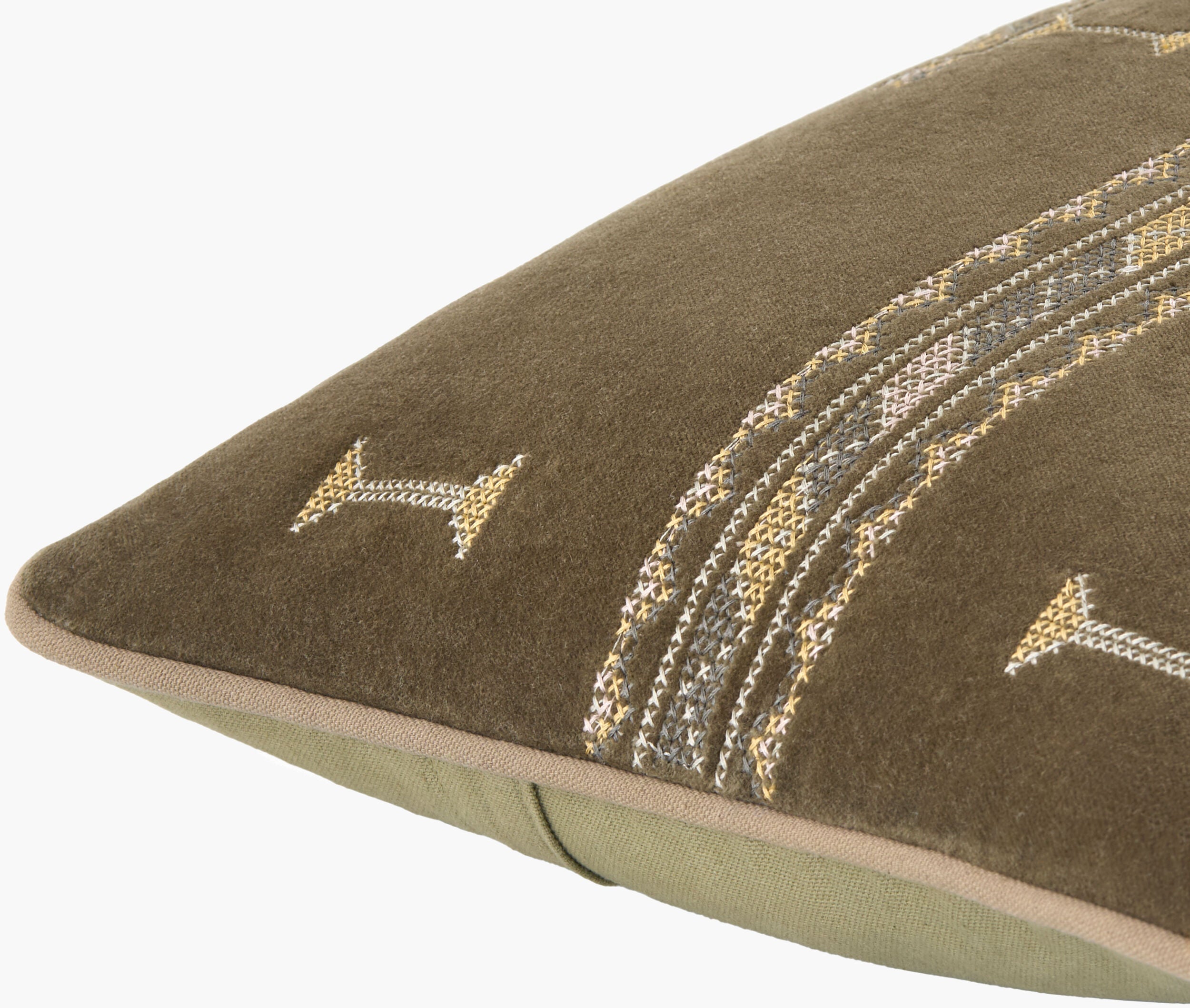Green Print Velour Pillow