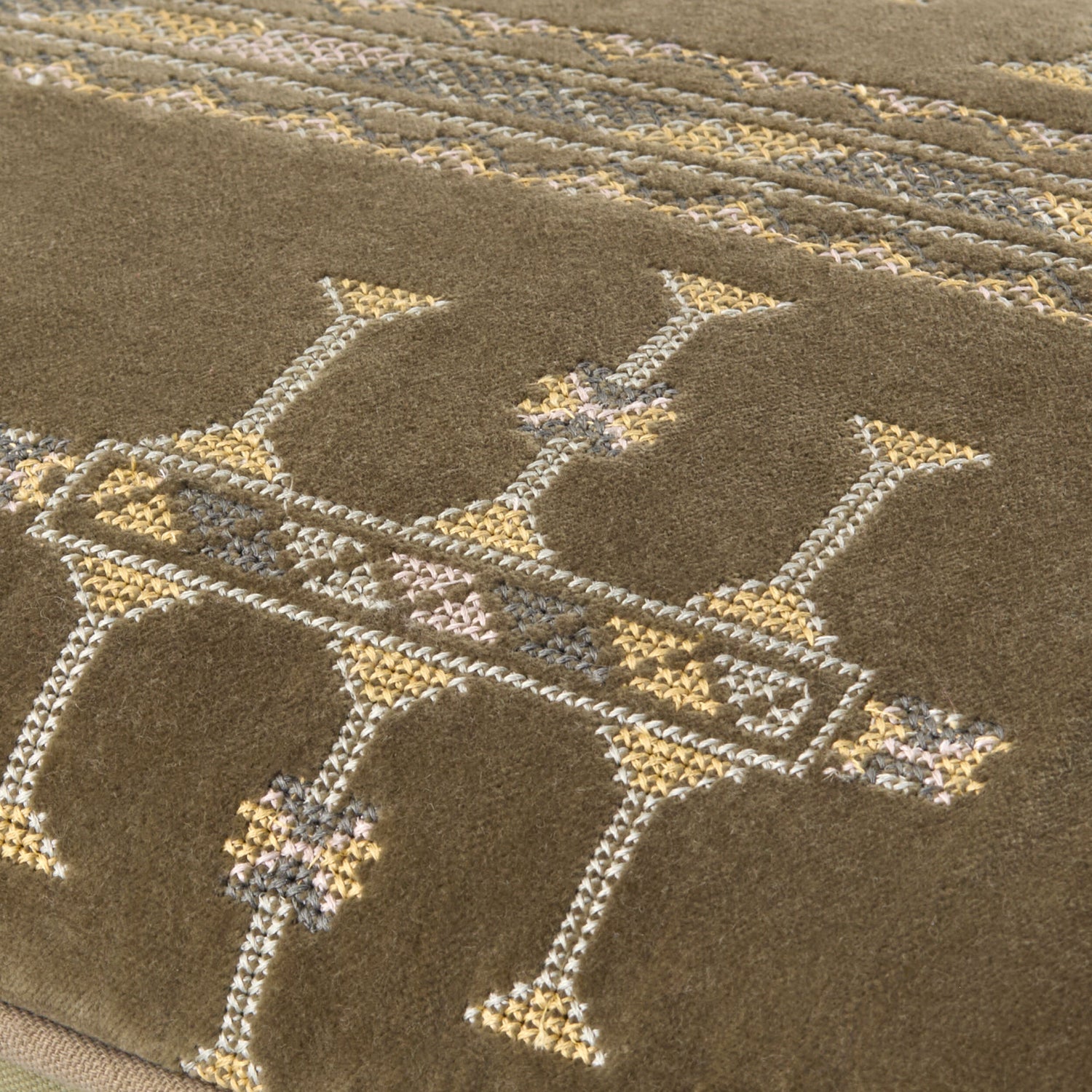 Green Print Velour Pillow