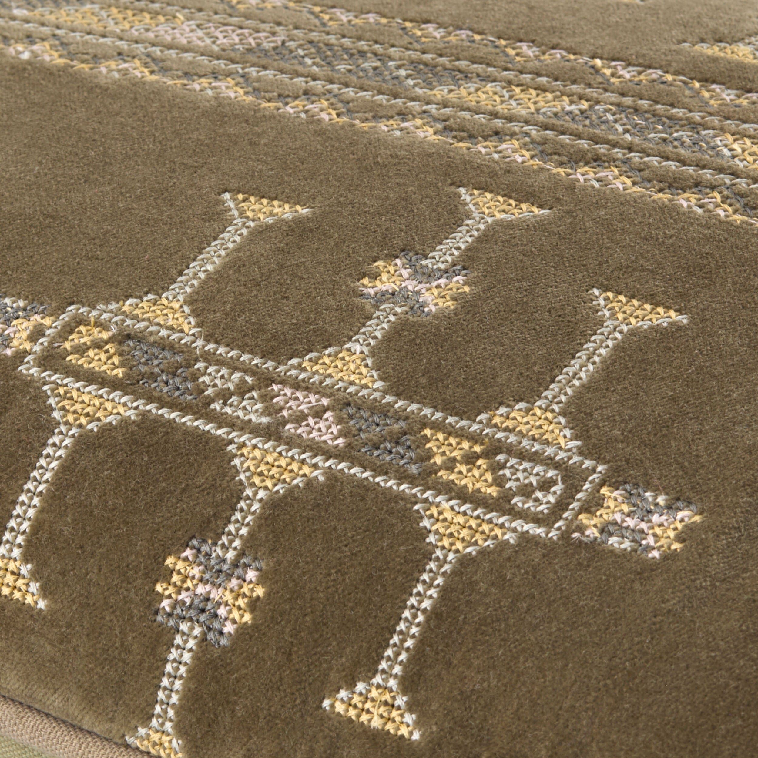 Green Print Velour Pillow