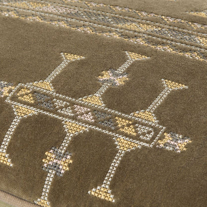 Green Print Velour Pillow