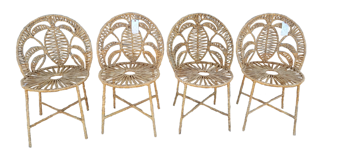 Woven Seagrass and Iron Chair | Set of 2