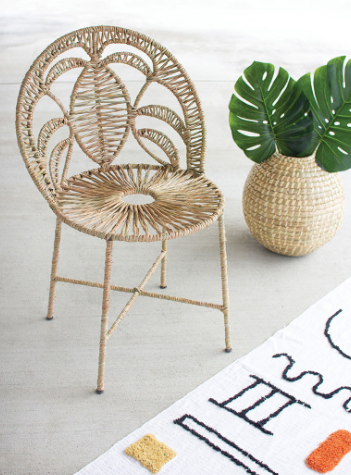 Woven Seagrass and Iron Chair | Set of 2